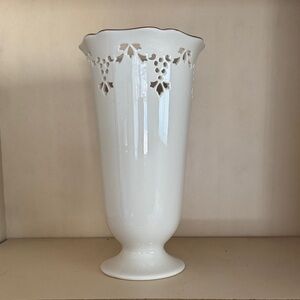 Lenox White Vase with Cutout Design